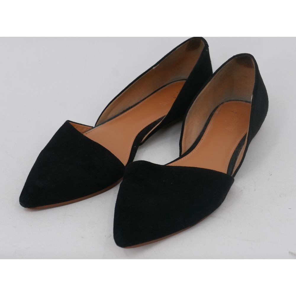 J.CREW Shoes Black Suede D'Orsay Pointed Toe Flats Leather Women's Size 9.5